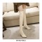 Chunky Heels Pointed Toe Autumn Pull On Knee High Boots - Beige