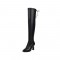 Chunky Heels Pointed Toe Autumn Pull On Knee High Boots - Black