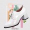 Round Toe Chunky Heels Loafer British Style Low Top Loafers - Yellow