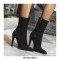 Pointed Toe Stiletto Heels Ankle High Side Zipper Flock Boots  - Black