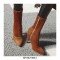 Pointed Toe Stiletto Heels Ankle High Side Zipper Flock Boots  - Brown