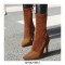 Pointed Toe Stiletto Heels Ankle High Side Zipper Flock Boots  - Brown