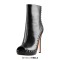 Peep Toe Low Platforms Stiletto Heels Rivets Punk Gothic Back Zipper Ankle Highs Booties - Black Faux Leather