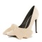 Pointed Toe Bowknot Stiletto Heels Classic Evening Part Dress Pumps - Beige