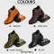 Round Toe Lace Up Classic Terrain Flats Ankle High Boots - Army Green