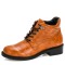 Round Toe Lace Up Classic Terrain Flats Ankle High Boots - Brown