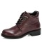 Round Toe Lace Up Classic Terrain Flats Ankle High Boots - Wine Red