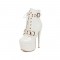 Stiletto Heels Round Toe Ankle Buckle Golden Rivet Straps Lace Up Patent Booties with Side Zipper - White