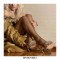 Italian Heel Peep Toe Artificial Fur Slip On Summer Sandals - Gold