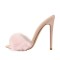 Pointed Open Toe Stiletto Heels Fur Crocodile Pattern Sandals Slippers - Pink Patent Fur