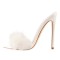 Pointed Open Toe Stiletto Heels Fur Crocodile Pattern Sandals Slippers - White Patent Fur