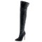 Pointed Toe Over The Knees Stiletto Heels Side Zipper Rivets Boots - Black