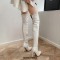 Pointed Toe Over The Knees Stiletto Heels Side Zipper Rivets Boots - White