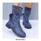 Round Toe Ankle Socks Back Lace-Up Rustic Snow Winter Boots with Side Zipper - Blue