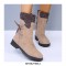 Round Toe Ankle Socks Back Lace-Up Rustic Snow Winter Boots with Side Zipper - Brown