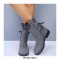 Round Toe Ankle Socks Back Lace-Up Rustic Snow Winter Boots with Side Zipper - Gray