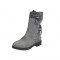 Round Toe Ankle Socks Back Lace-Up Rustic Snow Winter Boots with Side Zipper - Gray