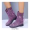 Round Toe Ankle Socks Back Lace-Up Rustic Snow Winter Boots with Side Zipper - Purple