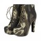 Round Toe Lace Up Block Heels Ankle Highs Low Platforms Camouflage Boots - Green Faux Leather