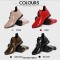 Round Toe Leaf Shaped Lace Up Flats Boots - Red