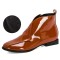 Round Toe Leaf Shaped Side Zipper Lace Up Autumn Flats Boots - Brown
