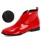 Round Toe Leaf Shaped Side Zipper Lace Up Autumn Flats Boots - Red