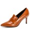 Pointed Toe Stiletto Heels Loafer British College Style Pumps - Brown