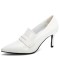 Pointed Toe Stiletto Heels Loafer British College Style Pumps - White