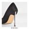 Stiletto Metal Heels Pointed Toe Wedding Matt Pumps - Black Suede