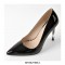 Stiletto Metal Heels Pointed Toe Wedding Patent Pumps - Black