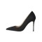 Stiletto Metal Heels Pointed Toe Wedding Matt Pumps - Black Suede