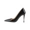 Stiletto Metal Heels Pointed Toe Wedding Patent Pumps - Black