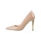 Stiletto Metal Heels Pointed Toe Wedding Patent Pumps - Nude