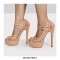 Italian Heels Peep Toe Platform Transparent Patent Mesh Mary Janes Pumps - Nude