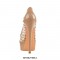 Italian Heels Peep Toe Platform Transparent Patent Mesh Mary Janes Pumps - Nude