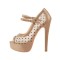 Italian Heels Peep Toe Platform Transparent Patent Mesh Mary Janes Pumps - Nude