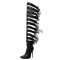 Pointed Stiletto Heels Over The Knees Thigh High Gothic Style Summer NightClub Performance Boots - Black Faux Leather