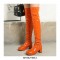 Chunky Heels Round Toe Back Zipper Candy Knee High Boots - Orange