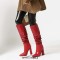 Pointed Toe Chunky Heels Knee Highs Fashionable High Tube Boots - Red Faux Leather