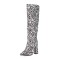 Pointed Toe Chunky Heels Knee Highs Fashionable High Tube Boots - Zebra Faux Leather