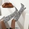Pointed Toe Chunky Heels Knee Highs Fashionable High Tube Boots - Zebra Faux Leather