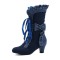 Round Toe Lace Up Victorian Style Butterfly Knot Cosplay Costumes Kitten Heels Knee Highs Booties - Blue