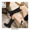 Chunky Heels Pointed Toe Autumn Side Zipper Knee High Boots - Black