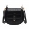 Half Round Crossbody Stone Embossed Autumn Purses Clutches Shoulder Bags - Black