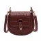 Half Round Crossbody Stone Embossed Autumn Purses Clutches Shoulder Bags - Claret