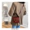 Half Round Crossbody Stone Embossed Autumn Purses Clutches Shoulder Bags - Claret