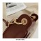 Half Round Crossbody Stone Embossed Autumn Purses Clutches Shoulder Bags - Claret