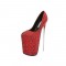Round Toe Super Metal Heels Platforms Stiletto Party Pumps - Red