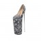 Round Toe 7.4 inches Pointed Metal Heels Platforms Patent Pumps - Gray
