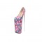 Round Toe 8.6 inches Pointed Metal Heels Platforms Patent Pumps - Pink